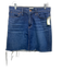 J Crew Size 27 Medium Wash Cotton Denim Zip Fly Whiskering Raw Hem Skirt Medium Wash / 27