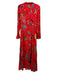 Farm Rio Size M Red & Multi Viscose Long Sleeve Abstract Print Faux Wrap Dress Red & Multi / M