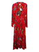 Farm Rio Size M Red & Multi Viscose Long Sleeve Abstract Print Faux Wrap Dress Red & Multi / M