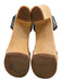 Hasbeens Shoe Size 39 Black & Beige Leather Ankle Buckle Peep Toe Clog Sandals Black & Beige / 39