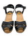 Hasbeens Shoe Size 39 Black & Beige Leather Ankle Buckle Peep Toe Clog Sandals Black & Beige / 39
