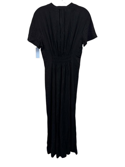 Scotch & Soda Size S Black Viscose Short Sleeve Smocked Waist Maxi Dress Black / S