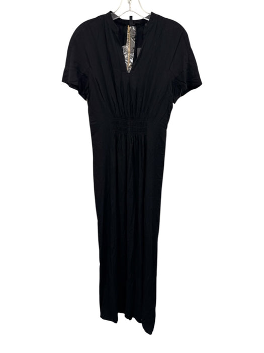 Scotch & Soda Size S Black Viscose Short Sleeve Smocked Waist Maxi Dress Black / S