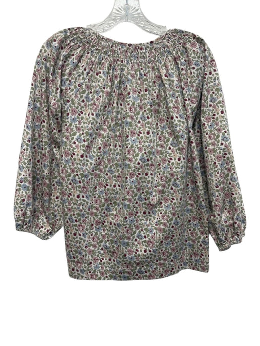 Lake Size XS Green, Pink, Blue Cotton 3/4 Puff Sleeve Floral Print Short Set Green, Pink, Blue / XS