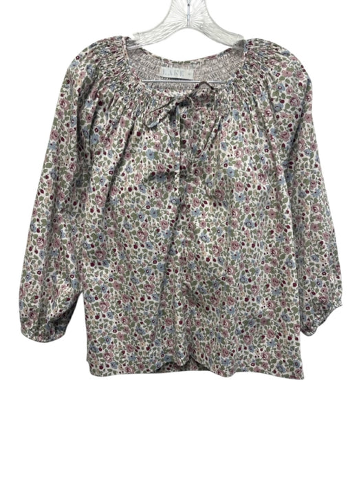 Lake Size XS Green, Pink, Blue Cotton 3/4 Puff Sleeve Floral Print Short Set Green, Pink, Blue / XS