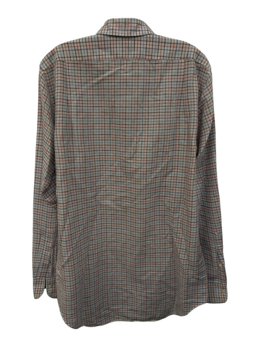 Sid Mashburn Size L White & Multi Linen Blend Grid Button Up Long Sleeve Shirt White & Multi / L