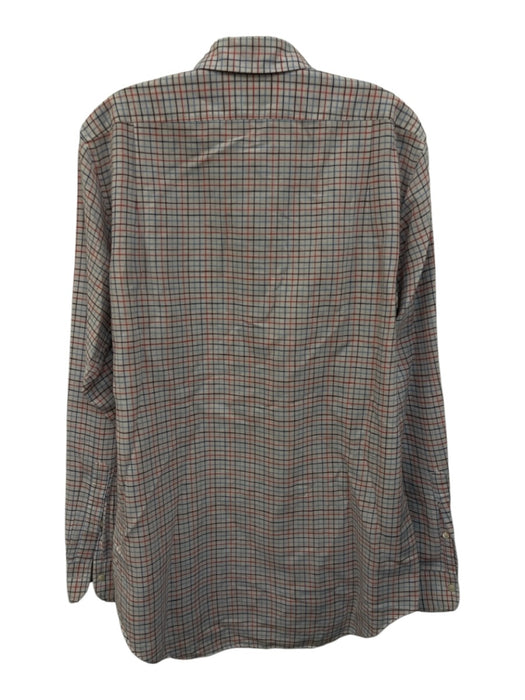 Sid Mashburn Size L White & Multi Linen Blend Grid Button Up Long Sleeve Shirt White & Multi / L