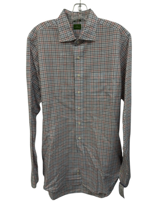 Sid Mashburn Size L White & Multi Linen Blend Grid Button Up Long Sleeve Shirt White & Multi / L