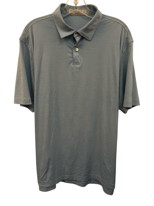 Peter Millar Size L Light blue Synthetic Heathered Athletic Polo Short Sleeve Light blue / L