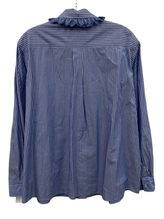 Loeffler Randall Size M Blue & White Cotton Striped Eyelet Detail Button Up Top Blue & White / M
