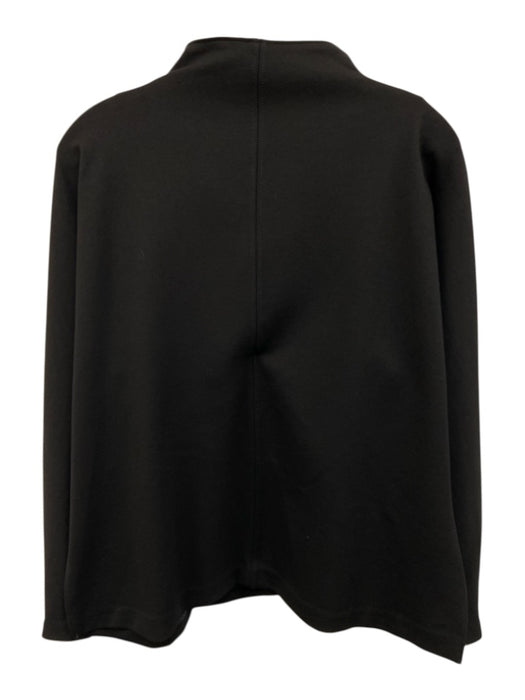 Ann Mashburn Size M Black Viscose Blend High Neck V Neck Long Sleeve Paneled Top Black / M