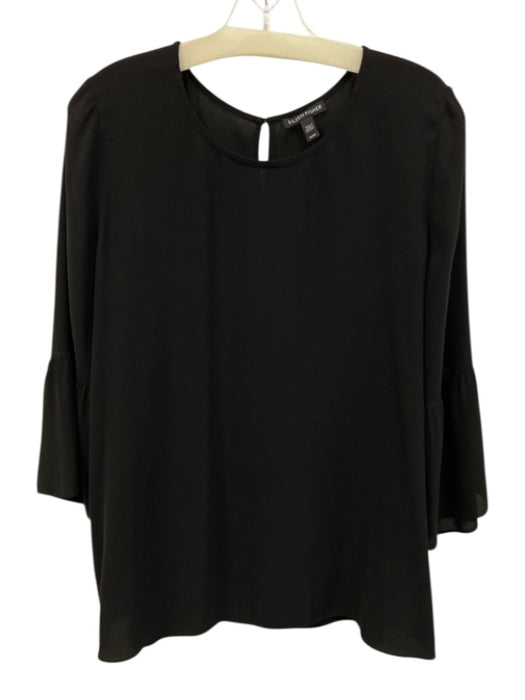 Eileen Fisher Size M Black Silk 3/4 Sleeve Keyhole Back Oversized Top Black / M