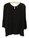Eileen Fisher Size M Black Silk 3/4 Sleeve Keyhole Back Oversized Top Black / M