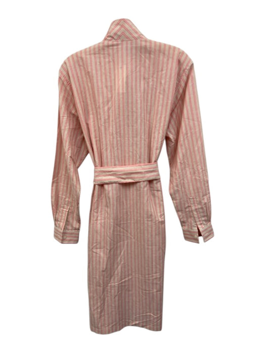 Sarah Alexandra Size 14 Cream Beige & Pink Cotton & Linen Striped Shirt Dress Cream Beige & Pink / 14