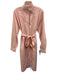 Sarah Alexandra Size 14 Cream Beige & Pink Cotton & Linen Striped Shirt Dress Cream Beige & Pink / 14