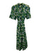 Trovata Birds of Paradis Size L Cream Beige & Green Cotton Floral Collared Dress Cream Beige & Green / L