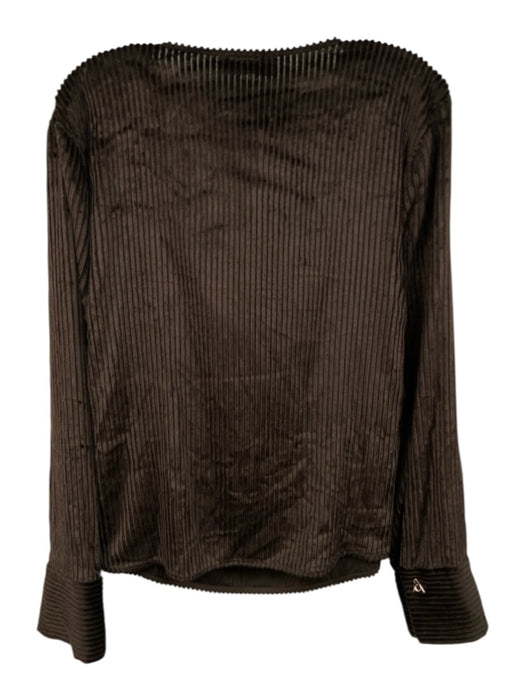 Aeron Size 38 Dark Brown Viscose Corduroy Ribbed Cowl neck Long Sleeve Top Dark Brown / 38