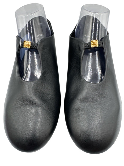 Givenchy Shoe Size 39.5 Black Leather Upper Gold Tone Logo Keyhole Detail Flats Black / 39.5