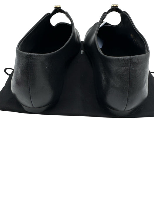 Givenchy Shoe Size 39.5 Black Leather Upper Gold Tone Logo Keyhole Detail Flats Black / 39.5