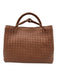 Quince Brown Leather Woven Magnetic Close Top Handle Braided Strap Bag Brown