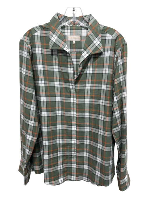 Sarah Alexandra Size 12 Green & Orange Cotton Collared Plaid Button Up Shirt Green & Orange / 12