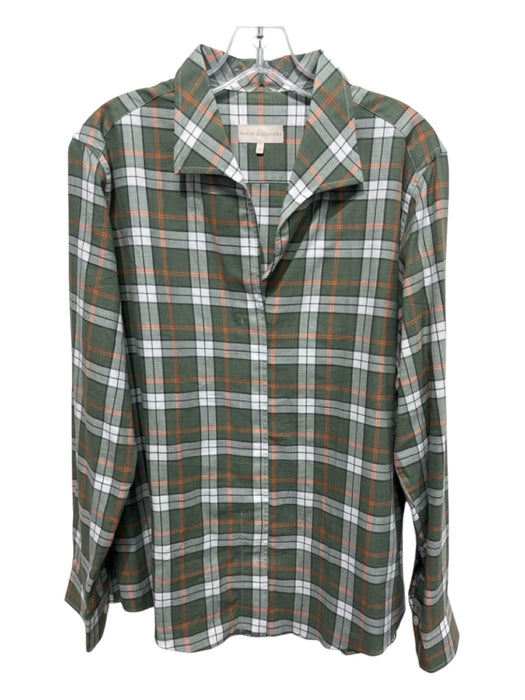 Sarah Alexandra Size 12 Green & Orange Cotton Collared Plaid Button Up Shirt Green & Orange / 12