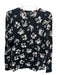 Proenza Schouler Size L Black, White & Red Cotton Long Sleeve Floral T Shirt Top Black, White & Red / L