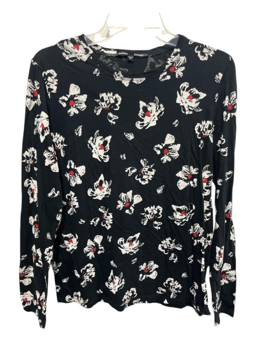 Proenza Schouler Size L Black, White & Red Cotton Long Sleeve Floral T Shirt Top Black, White & Red / L