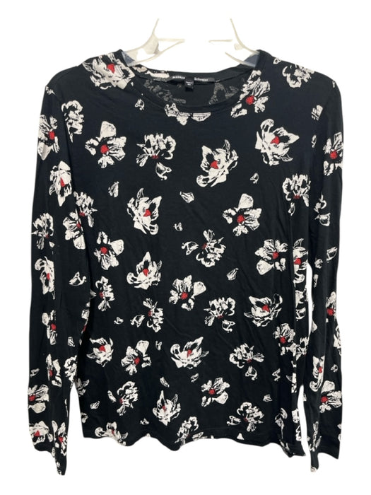 Proenza Schouler Size L Black, White & Red Cotton Long Sleeve Floral T Shirt Top Black, White & Red / L