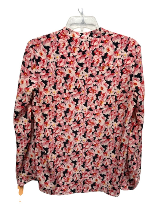 Stella McCartney Size 42 Pink Silk Crepe Floral Half Button Long Sleeve Top Pink / 42