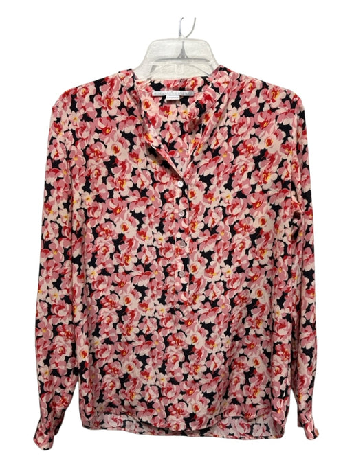 Stella McCartney Size 42 Pink Silk Crepe Floral Half Button Long Sleeve Top Pink / 42