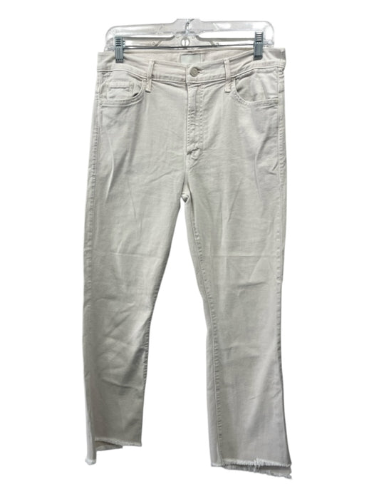 Mother Size 31 Khaki Cotton & Lyocell Denim Mid Rise Raw Hem Slim Jeans Khaki / 31