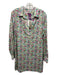 J. Crew Size M Green & Pink Cotton Floral Mini Shirt Dress V Neck Dress Green & Pink / M