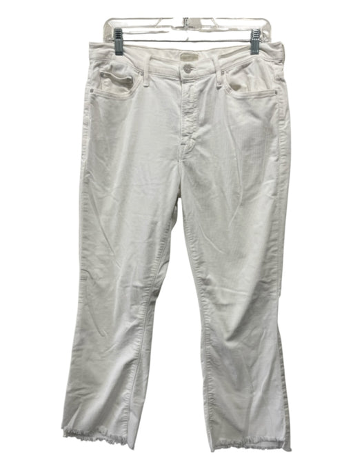 Mother Size 31 Cream Cotton Corduroy Mid Rise Raw Hem Slim Pants Cream / 31