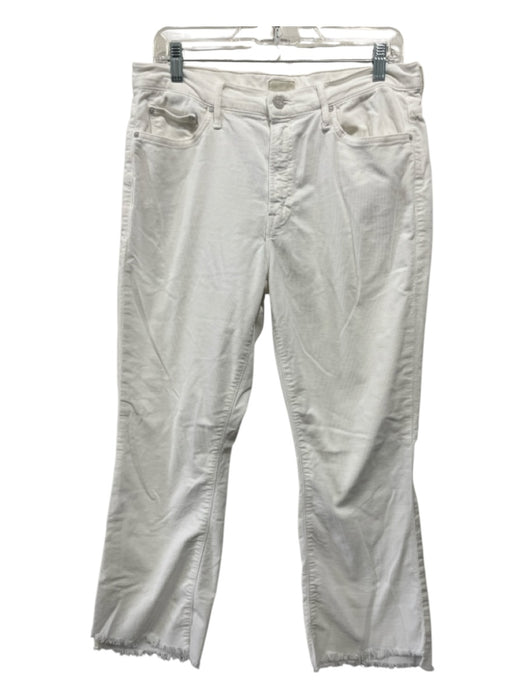 Mother Size 31 Cream Cotton Corduroy Mid Rise Raw Hem Slim Pants Cream / 31