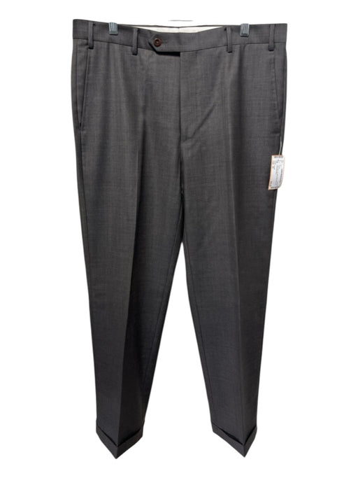 Zanella Size 35 Dark Gray Wool Solid Dress Cuff Men's Pants Dark Gray / 35