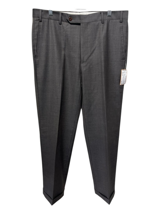 Zanella Size 35 Dark Gray Wool Solid Dress Cuff Men's Pants Dark Gray / 35