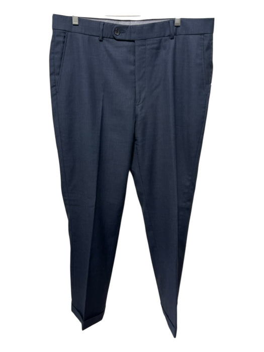 H Stockton Size 35 Blue Wool Solid Cuffed Dress Men's Pants Blue / 35