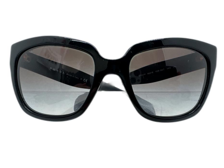 Prada Black Acetate Gradient Lens Cat Eye Sunglasses Black