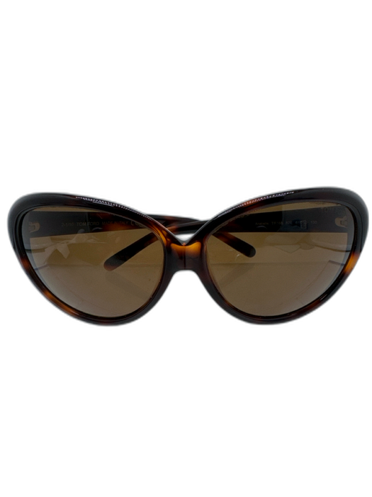 Tom Ford Brown Acetate Gradient Cat Eye Oversized Sunglasses Brown