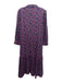 Pink City Prints Size M Pink, Red, Blue Cotton Ric Rac Floral Midi Dress Pink, Red, Blue / M