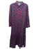 Pink City Prints Size M Pink, Red, Blue Cotton Ric Rac Floral Midi Dress Pink, Red, Blue / M