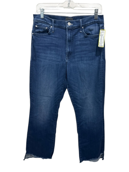 Mother Size 32 Medium Wash Viscose Blend Raw Hem Straight Leg High Rise Jeans Medium Wash / 32