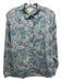 Ann Mashburn Size XL Blue, Green, Orange Cotton Ruffle Leaves Long Sleeve Top Blue, Green, Orange / XL