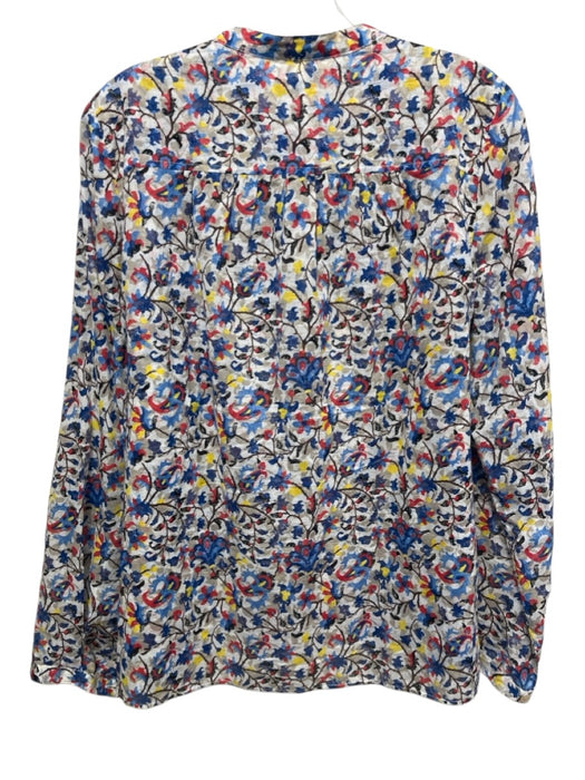 Marant Etoile Size 42 / M Blue, Red, Beige Cotton Gathered Back Half Button Top Blue, Red, Beige / 42 / M