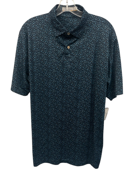 Peter Millar Size L Navy & Blue Synthetic Seastars Polo Athleisure Short Sleeve Navy & Blue / L