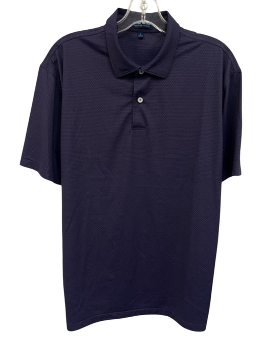 Peter Millar Size L Navy & Purple Synthetic Abstract Polo Men's Short Sleeve Navy & Purple / L