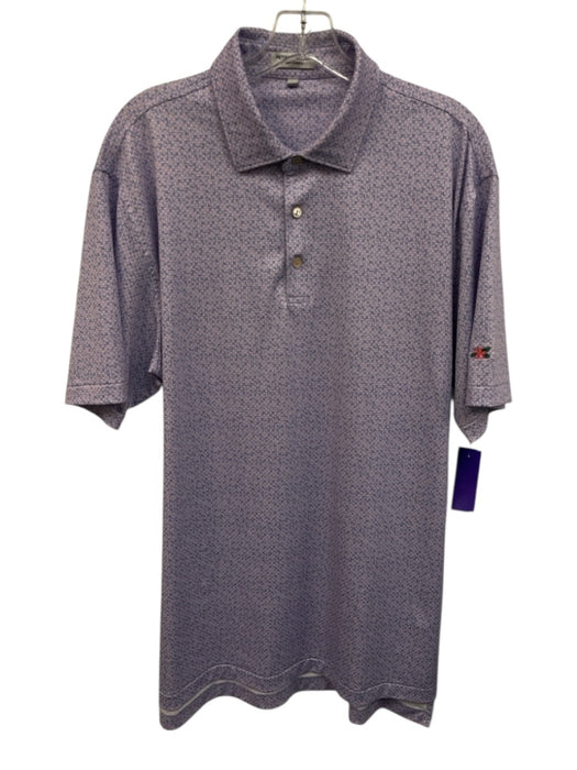 Peter Millar Size L Purple & Blue Print Synthetic Dots Athletic Short Sleeve Purple & Blue Print / L
