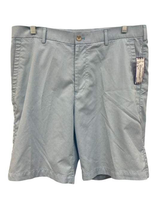 Peter Millar Size 34 Light Blue & White Synthetic Striped Athletic Khakis Shorts Light Blue & White / 34