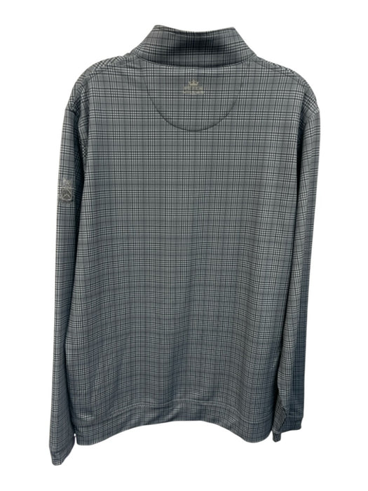Peter Millar Size L Gray & White Synthetic Plaid Quarter Zip Long Sleeve Shirt Gray & White / L